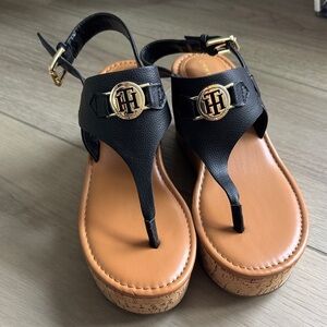 Tommy Hilfiger Black and Tan Sandals